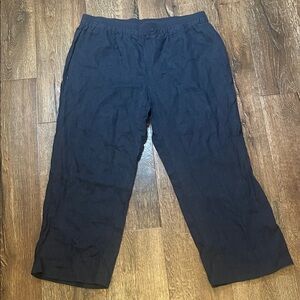 Ellen Tracy Woman's Navy Linen Pants 1x EUC